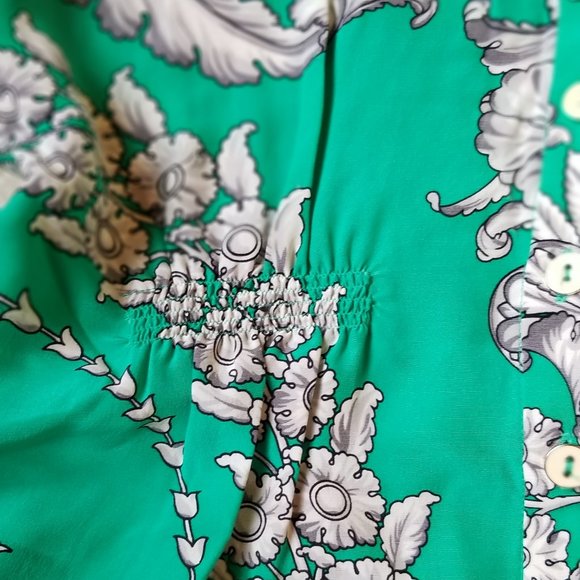 Yoana Baraschi silk dress, green white floral, 4 - Picture 10 of 14